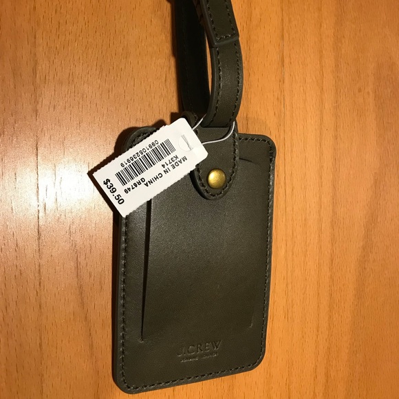 J Crew Olive Leather luggage tag - Picture 3 of 4